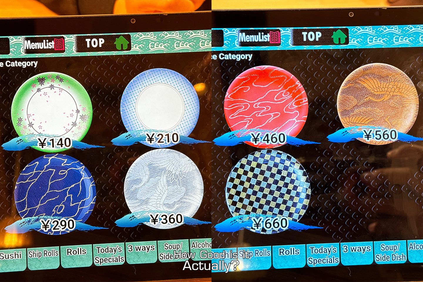 Kantaro Sushi Osaka Price Breakdown of the Menu Items