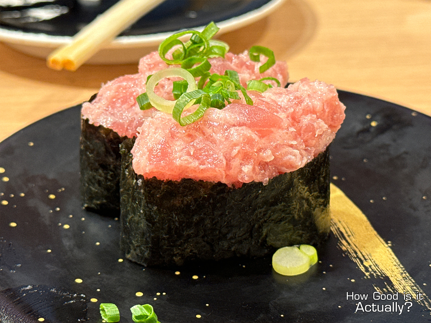 Kantaro Sushi Osaka Closeup of the Negitoro Gunkan Maki