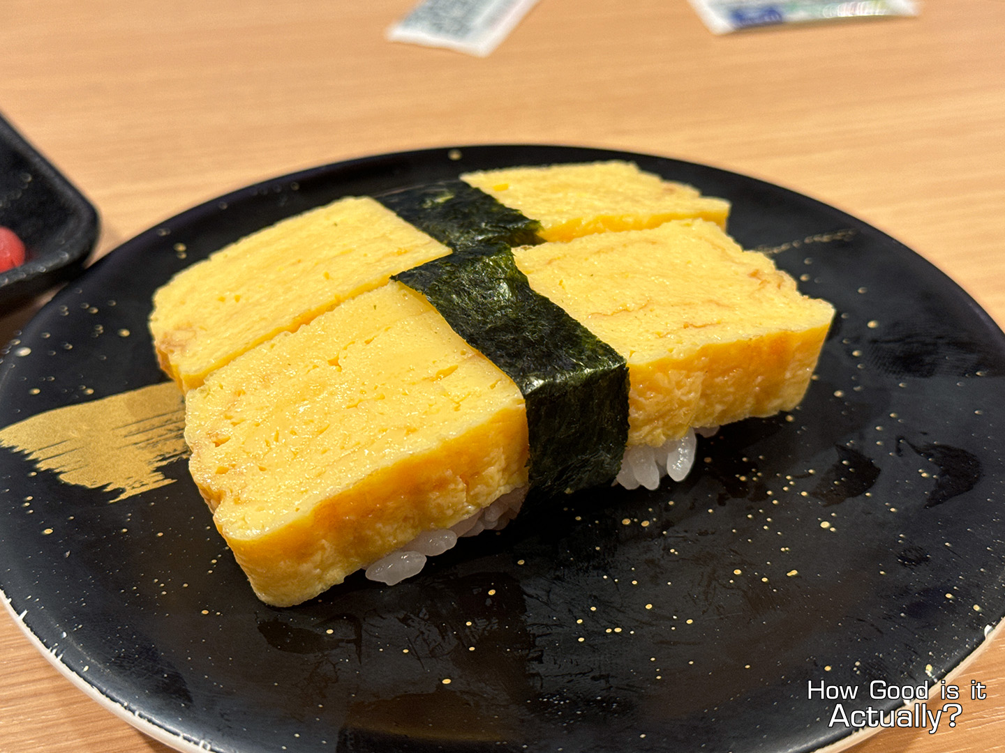 Kantaro Sushi Osaka Closeup of the Tamago Nigiri