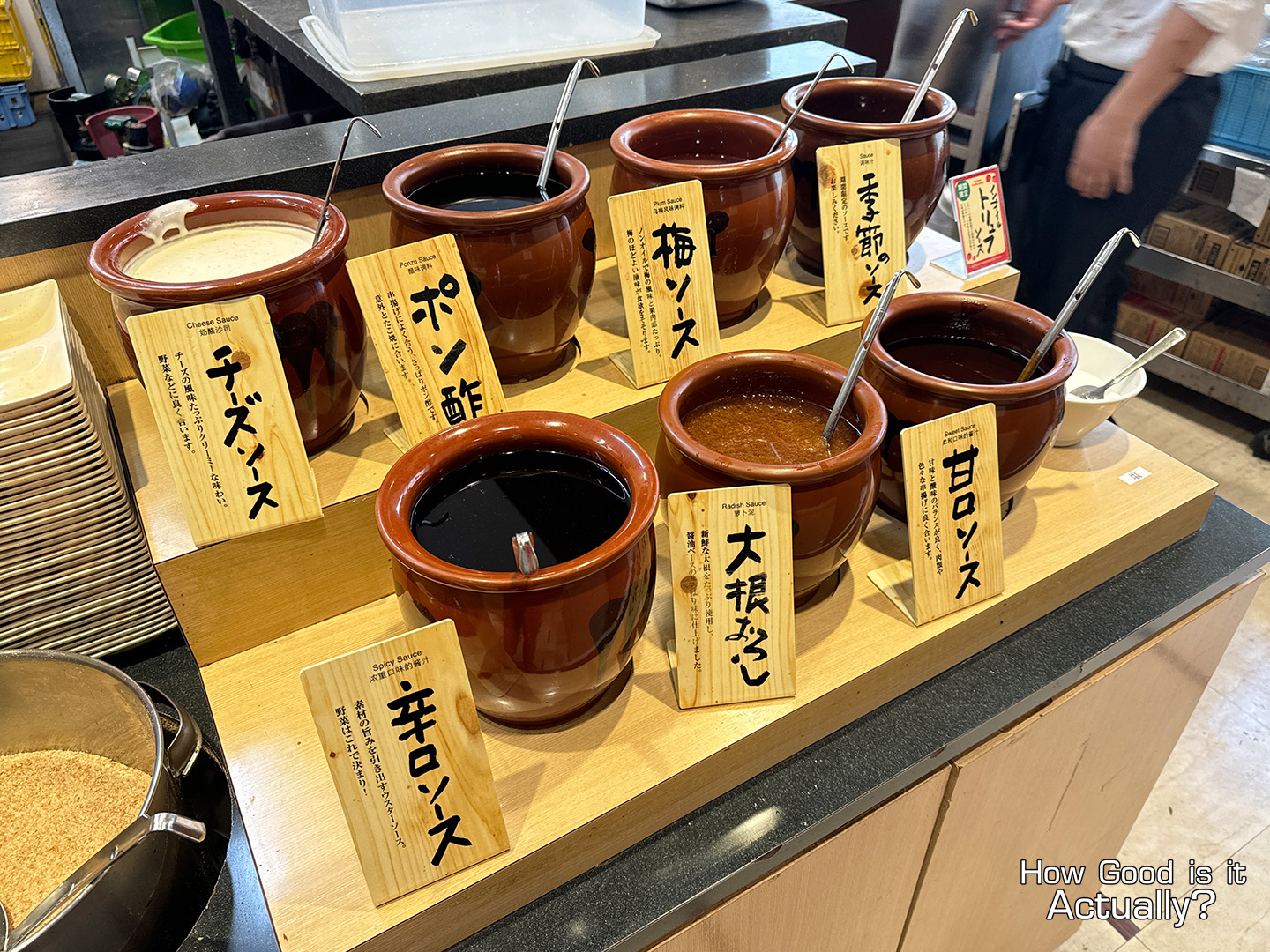 Kushiya Monogatari Buffet Lineup featuring 7 Types of Sauces