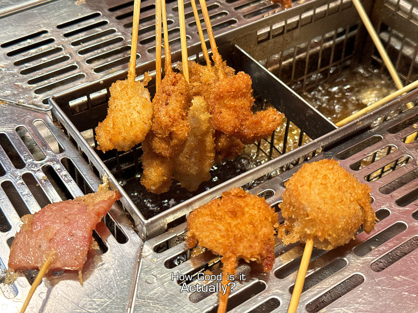 Kushiya Monogatari Assortment of Kushikatsu out of the Fryer