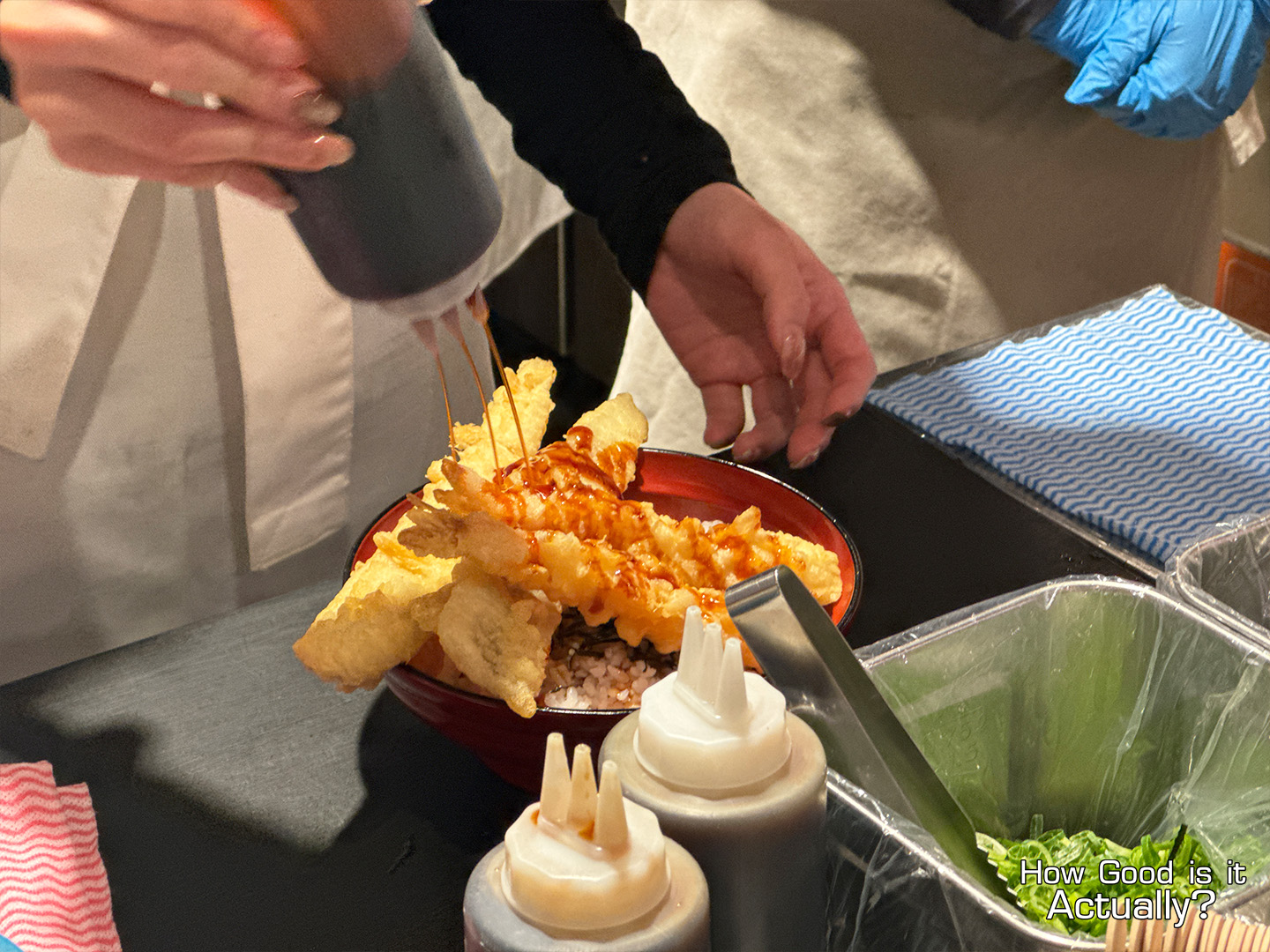 Tempura no Yama Saucing Tendon with Tare Sauce