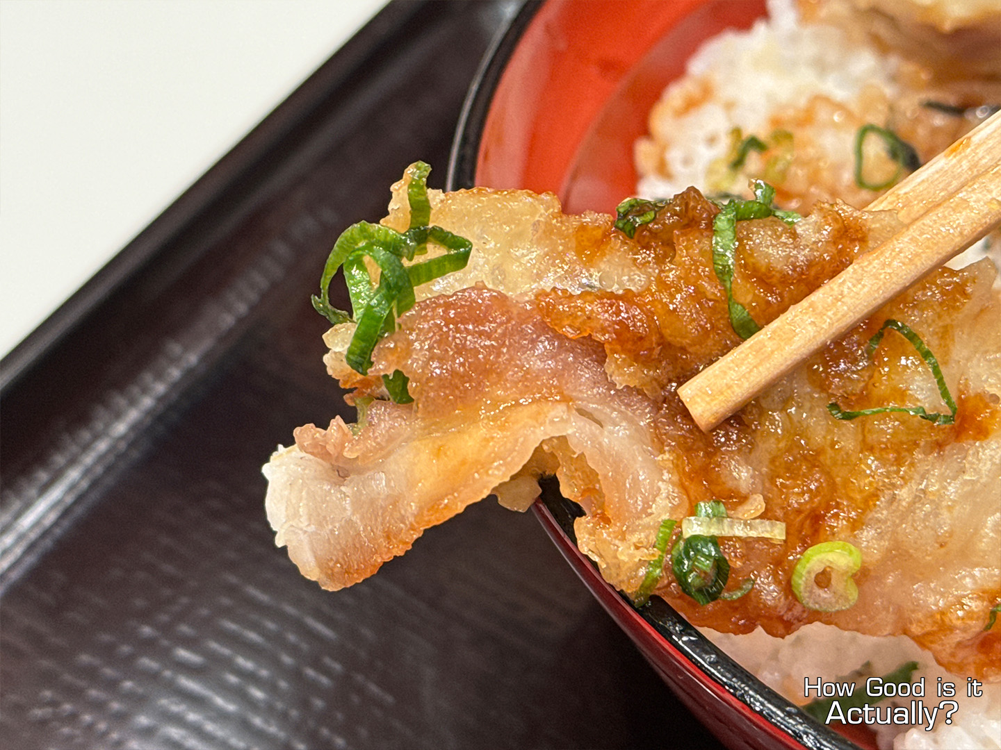 Tempura no Yama Closeup of Cross Section of Pork Tempura