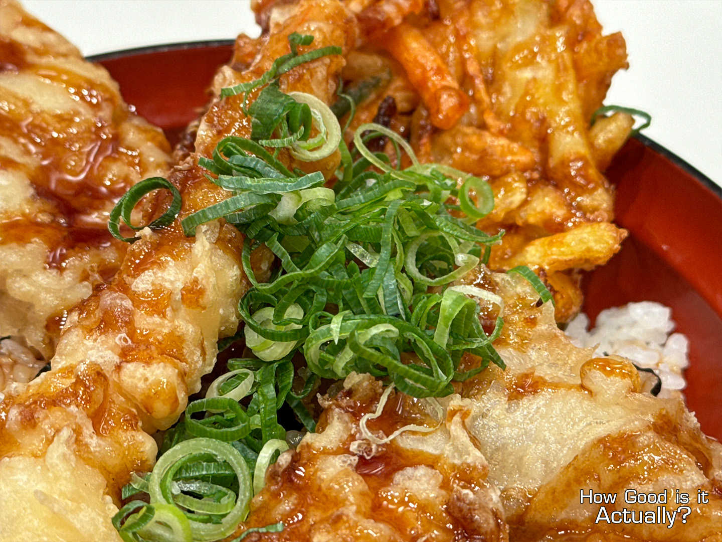 Tempura no Yama Closeup of Green Onion Topping
